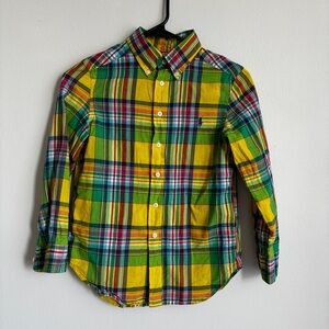 Polo Ralph Lauren Plaid Kids Shirt - Green, Yellow, and Blue Size S (8)